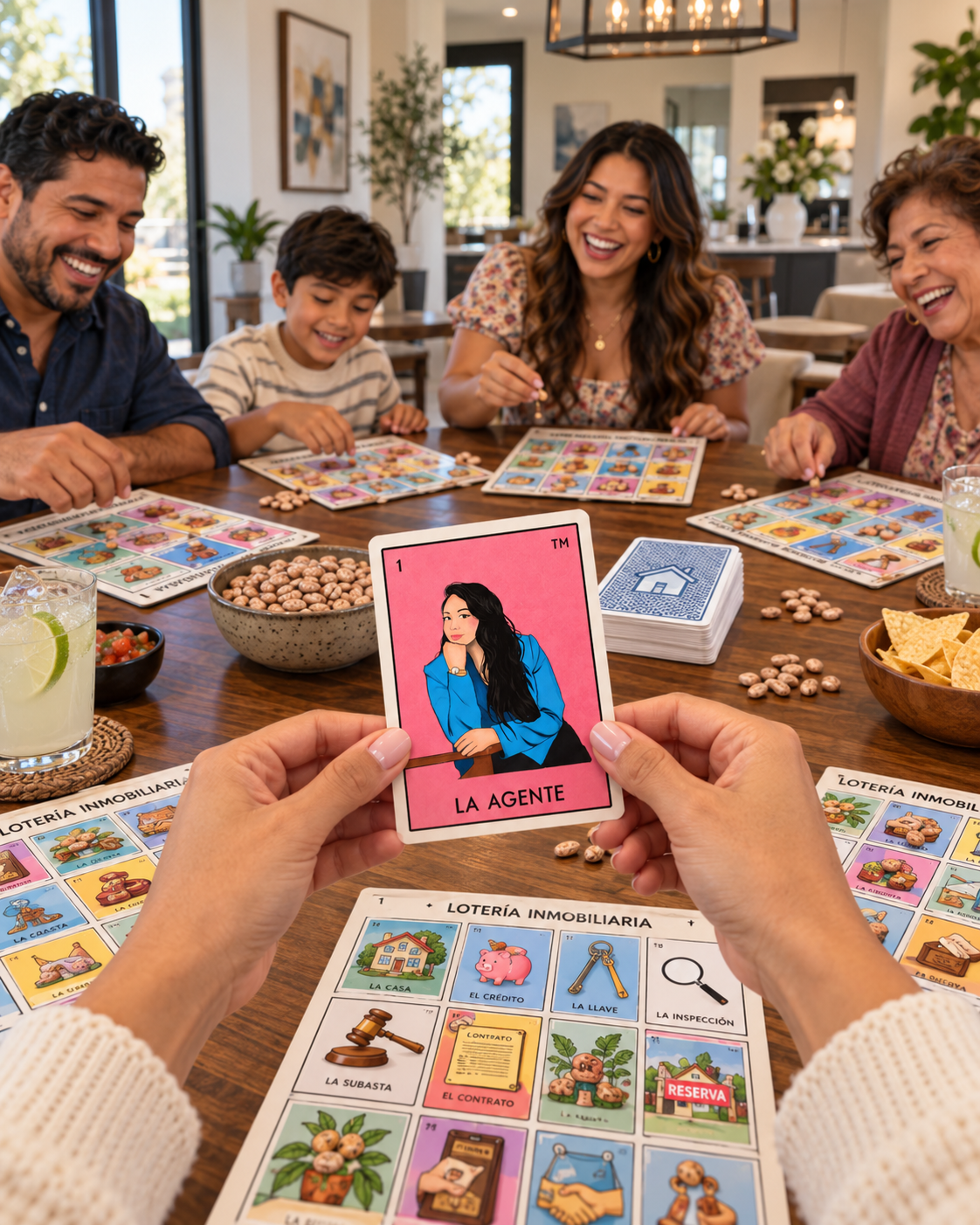A family gathered for game night