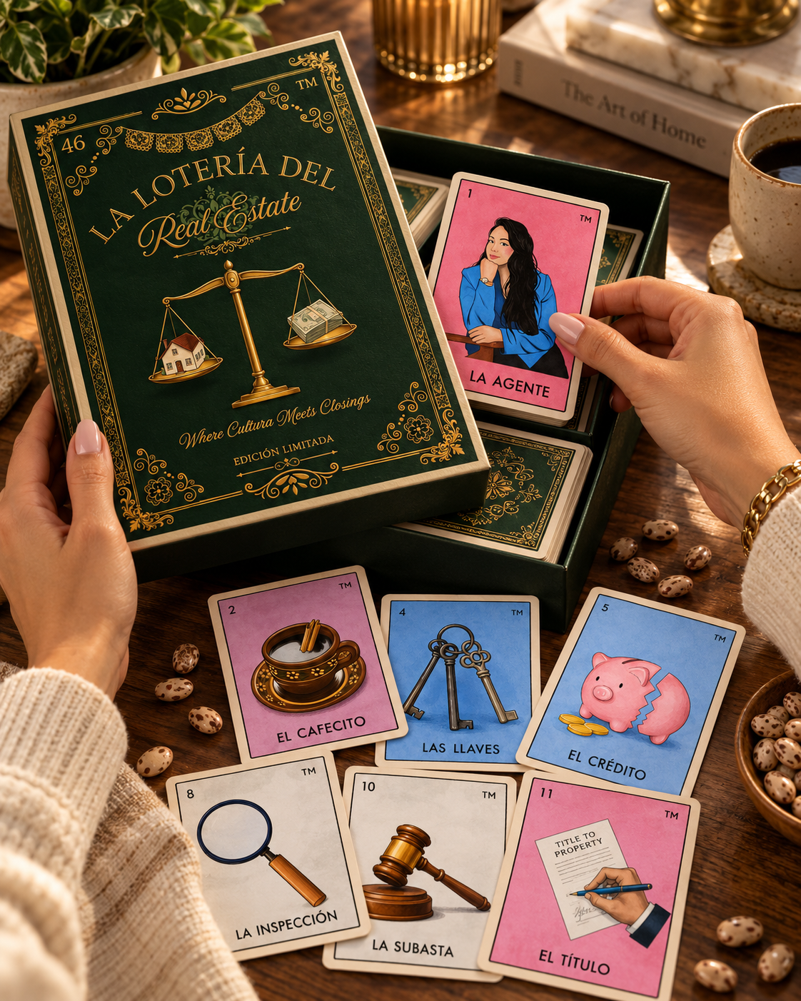 Friends playing La Lotería del Real Estate